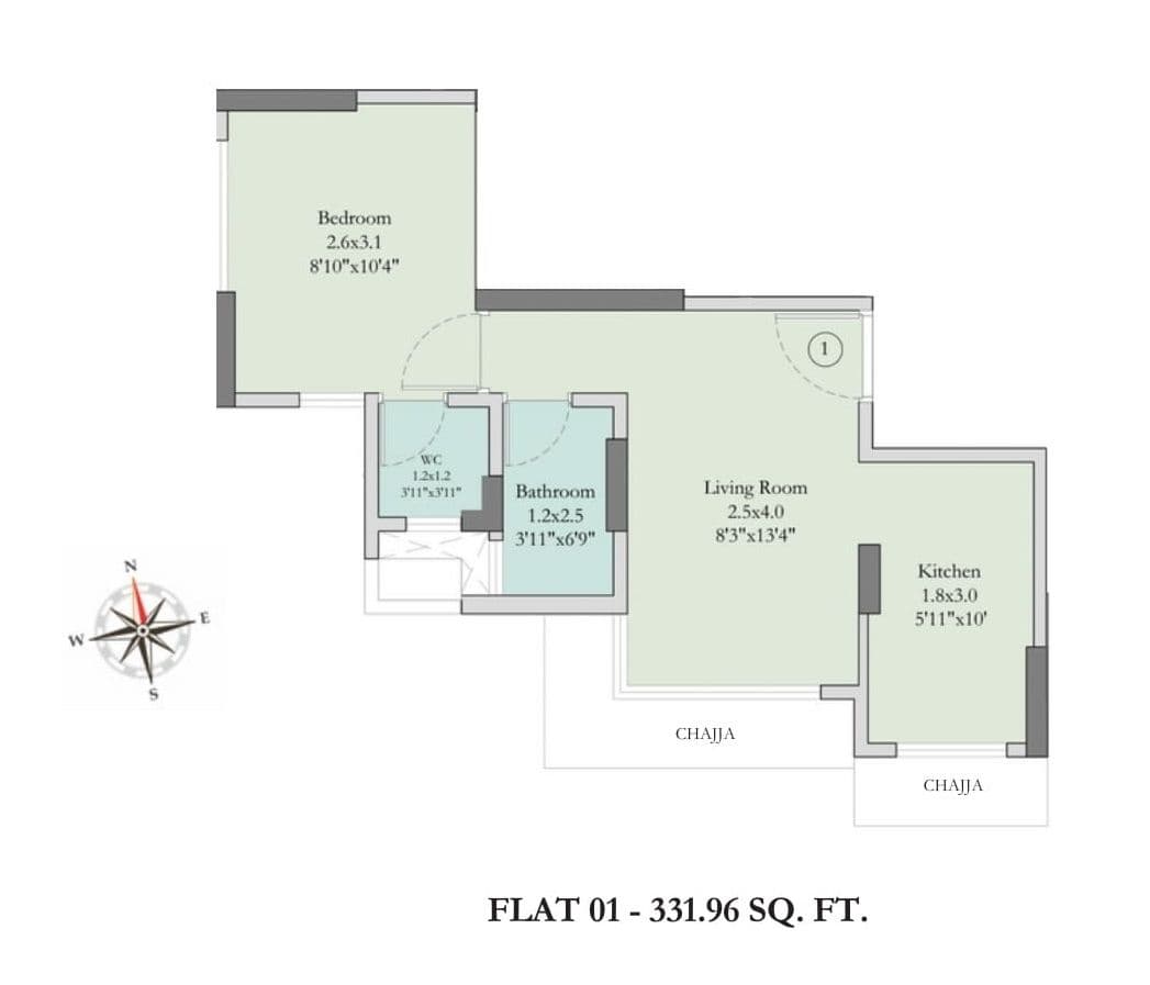 VKLal Hari Phase 1 Unit plan - 331 sq.ft.