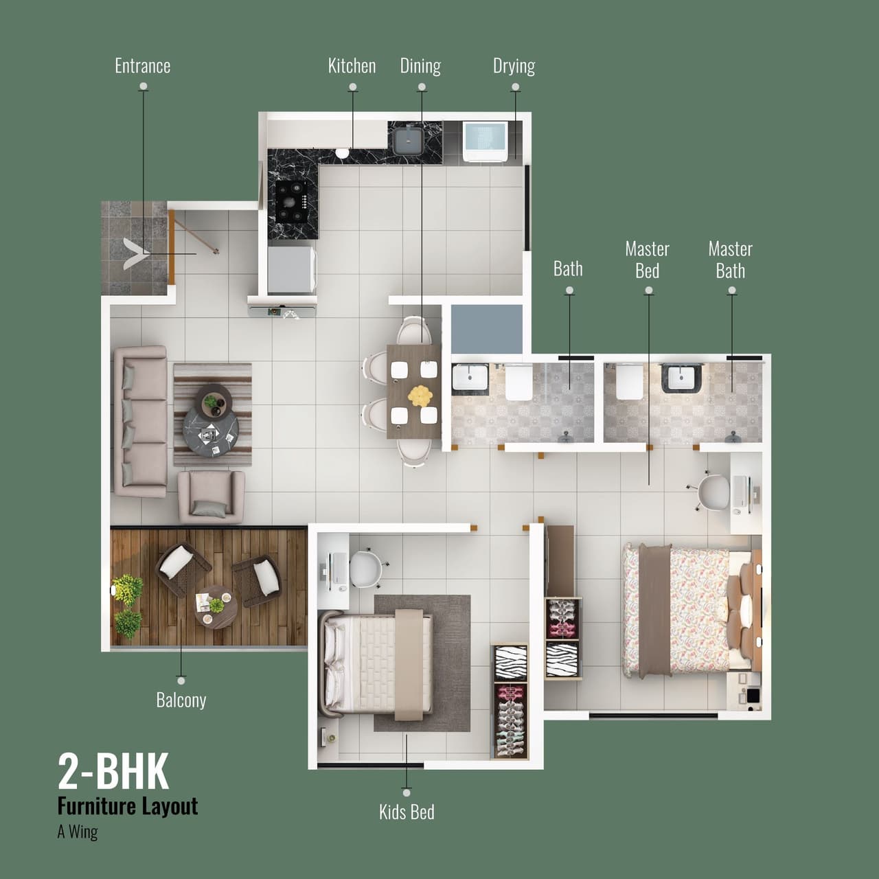 Tanish O2 Unit plan - 592 sq.ft.