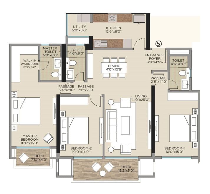 Unit plan - 1198 sq.ft.