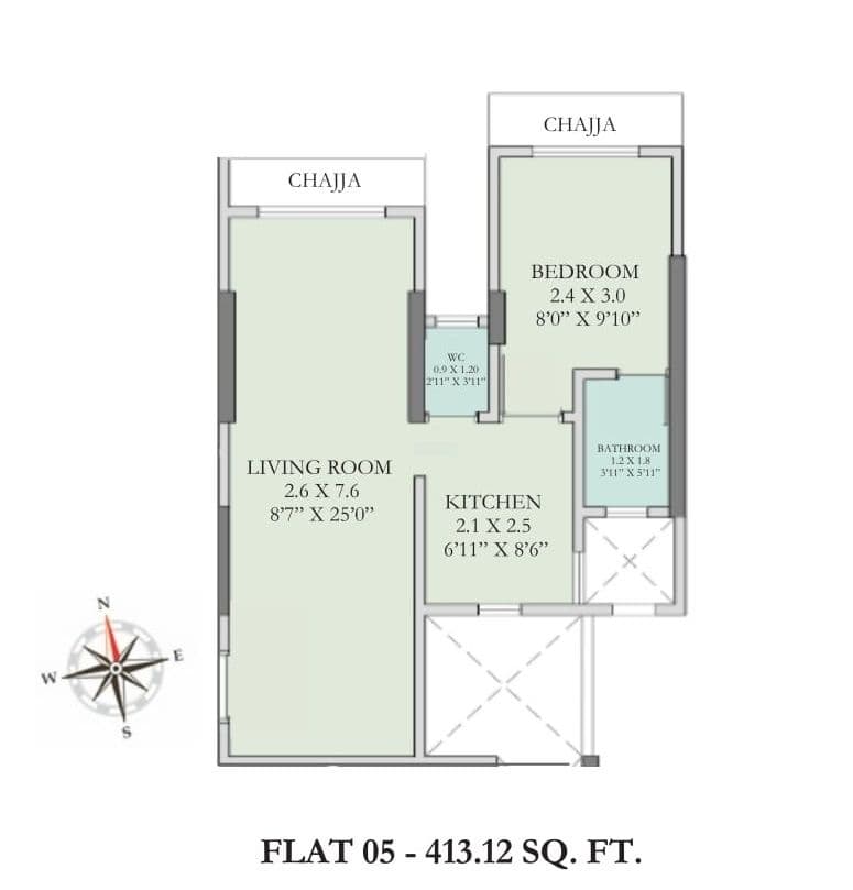 Unit plan - 413 sq.ft.