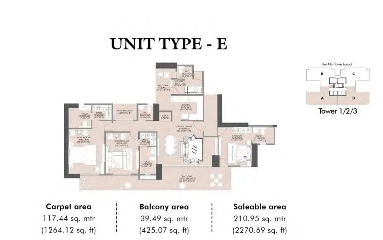 Pyramid Alban Unit plan - 1264 sq.ft.