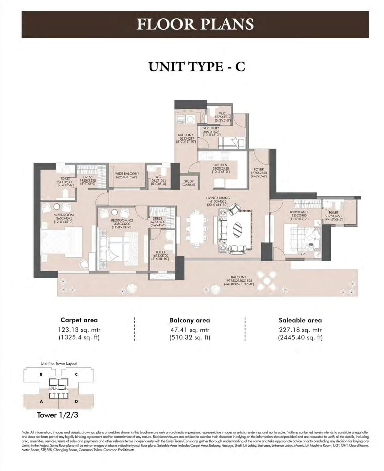 Pyramid Alban Unit plan - 1325 sq.ft.
