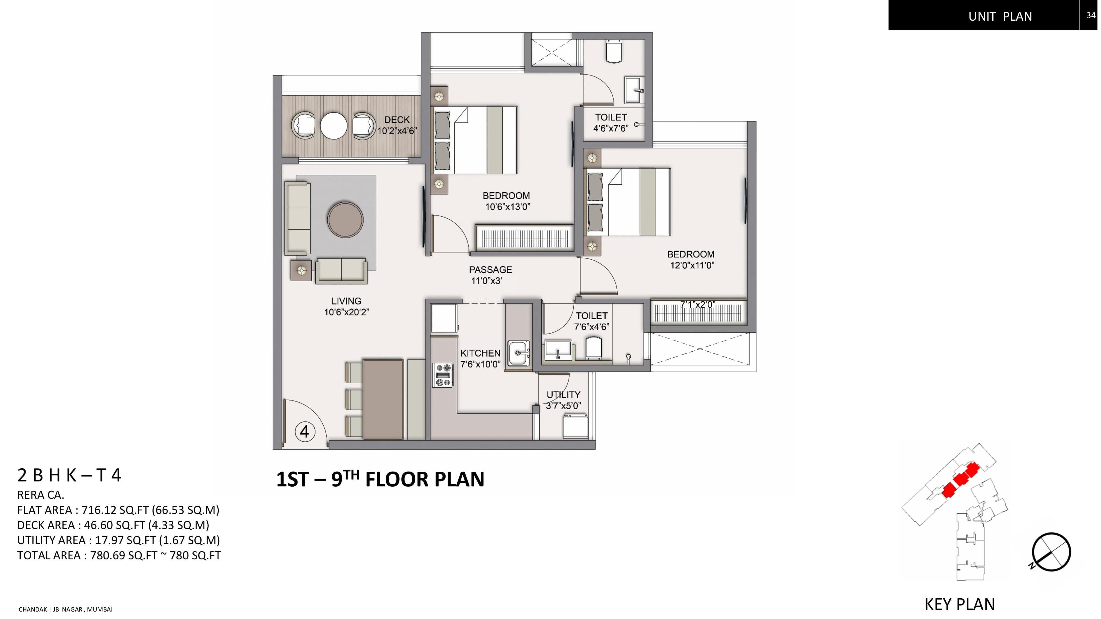 Unit plan - 780 sq.ft.