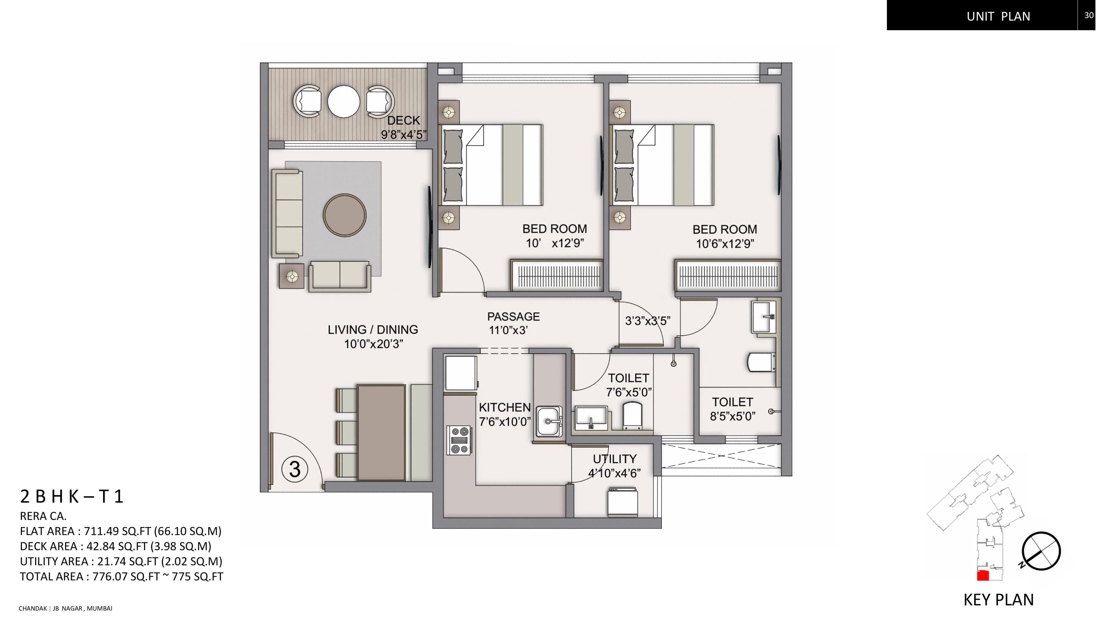 Unit plan - 775 sq.ft.