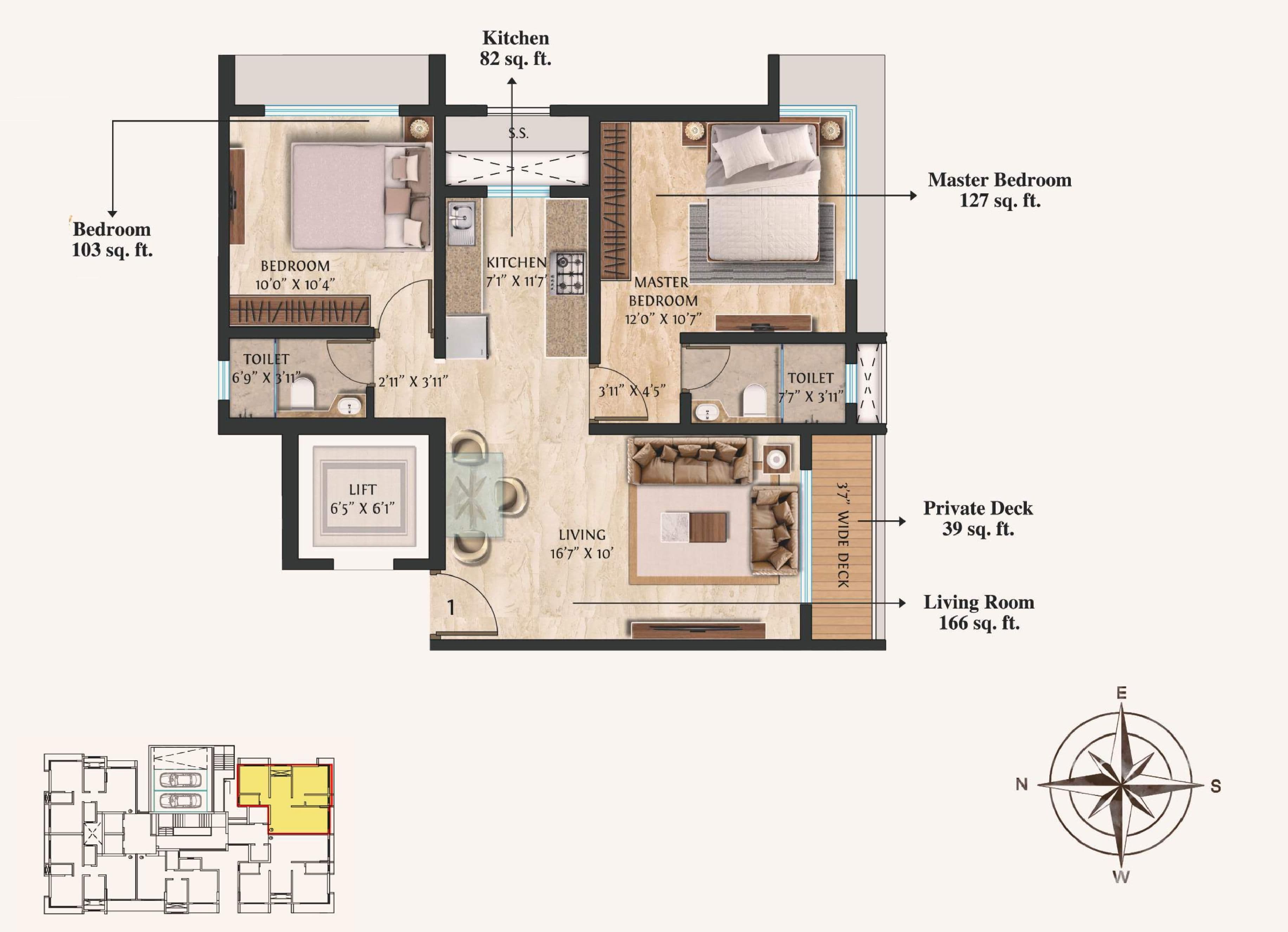 Unit plan - 670 sq.ft.