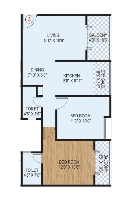 Ram India Palm Drive Unit plan - 781 sq.ft.
