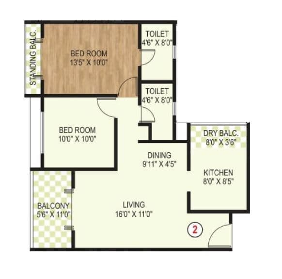 Ram India Palm Drive Unit plan - 789 sq.ft.