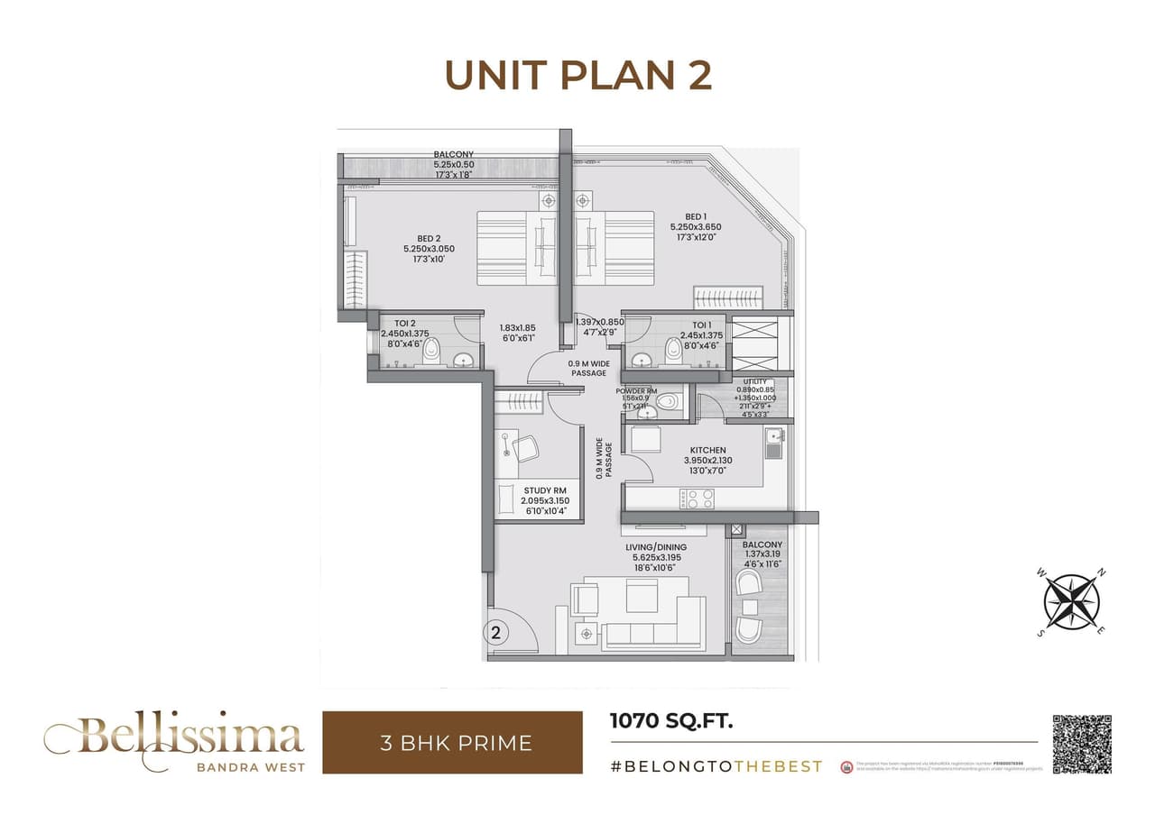 Excel Bellissima Unit plan - 1070 sq.ft.