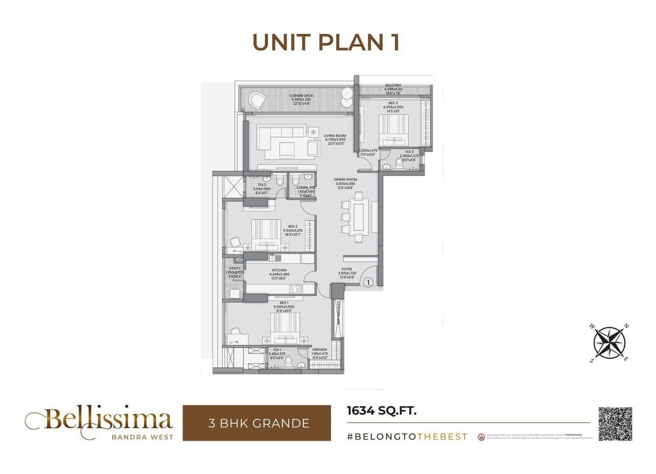 Excel Bellissima Unit plan - 1634 sq.ft.