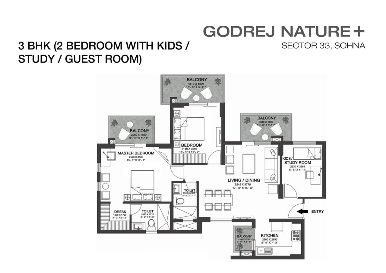 Godrej Nature Plus Unit plan - 927 sq.ft.