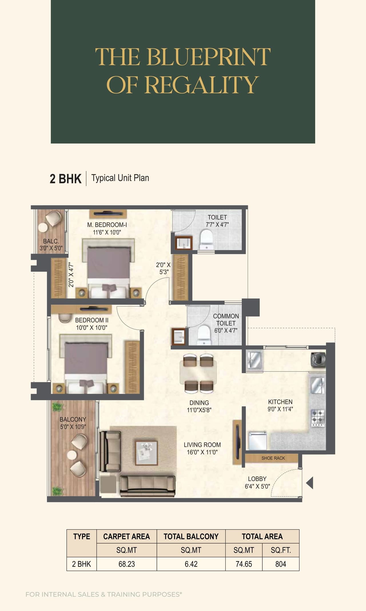 Miracle Tathawade Unit plan - 804 sq.ft.