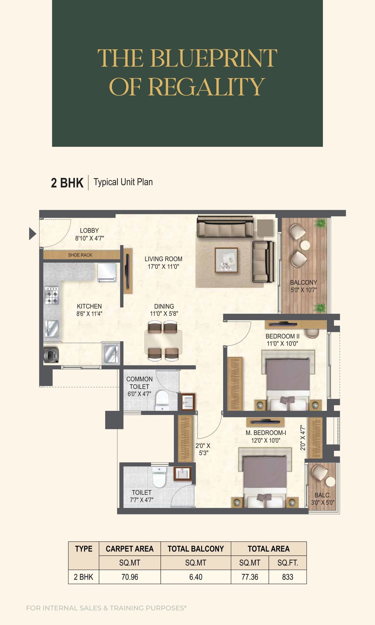 Miracle Tathawade Unit plan - 833 sq.ft.