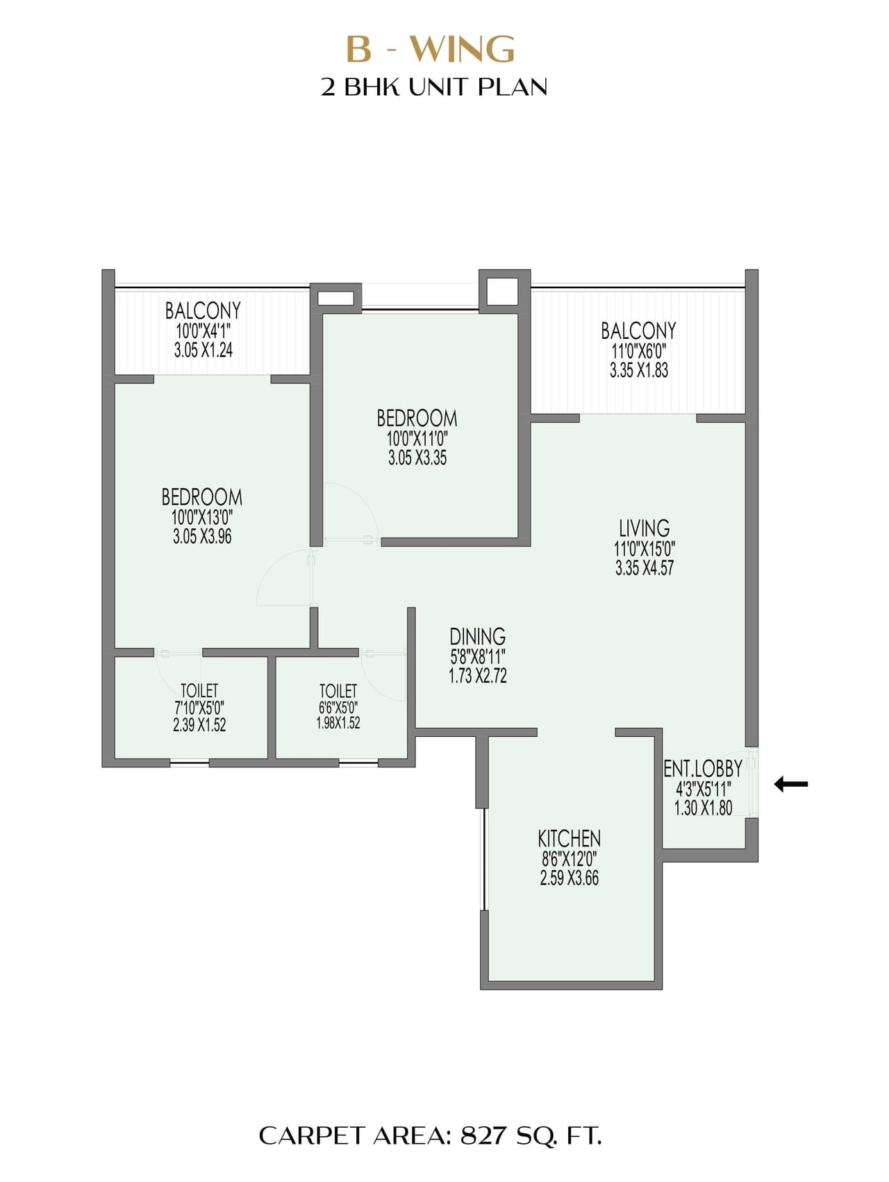SS Sai Pleasure Unit plan - 827 sq.ft.