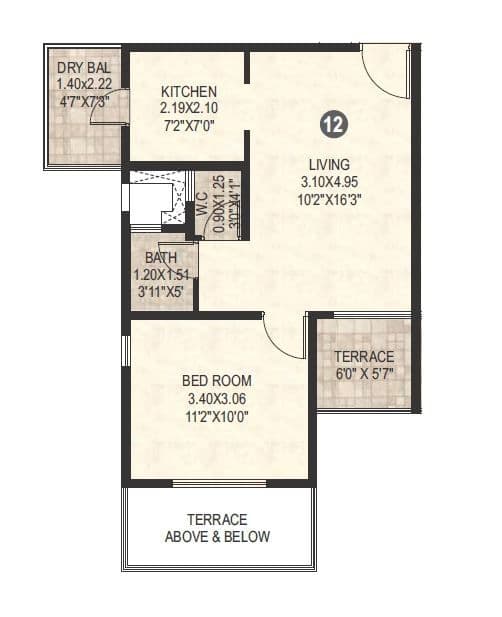 Unit plan - 466 sq.ft.