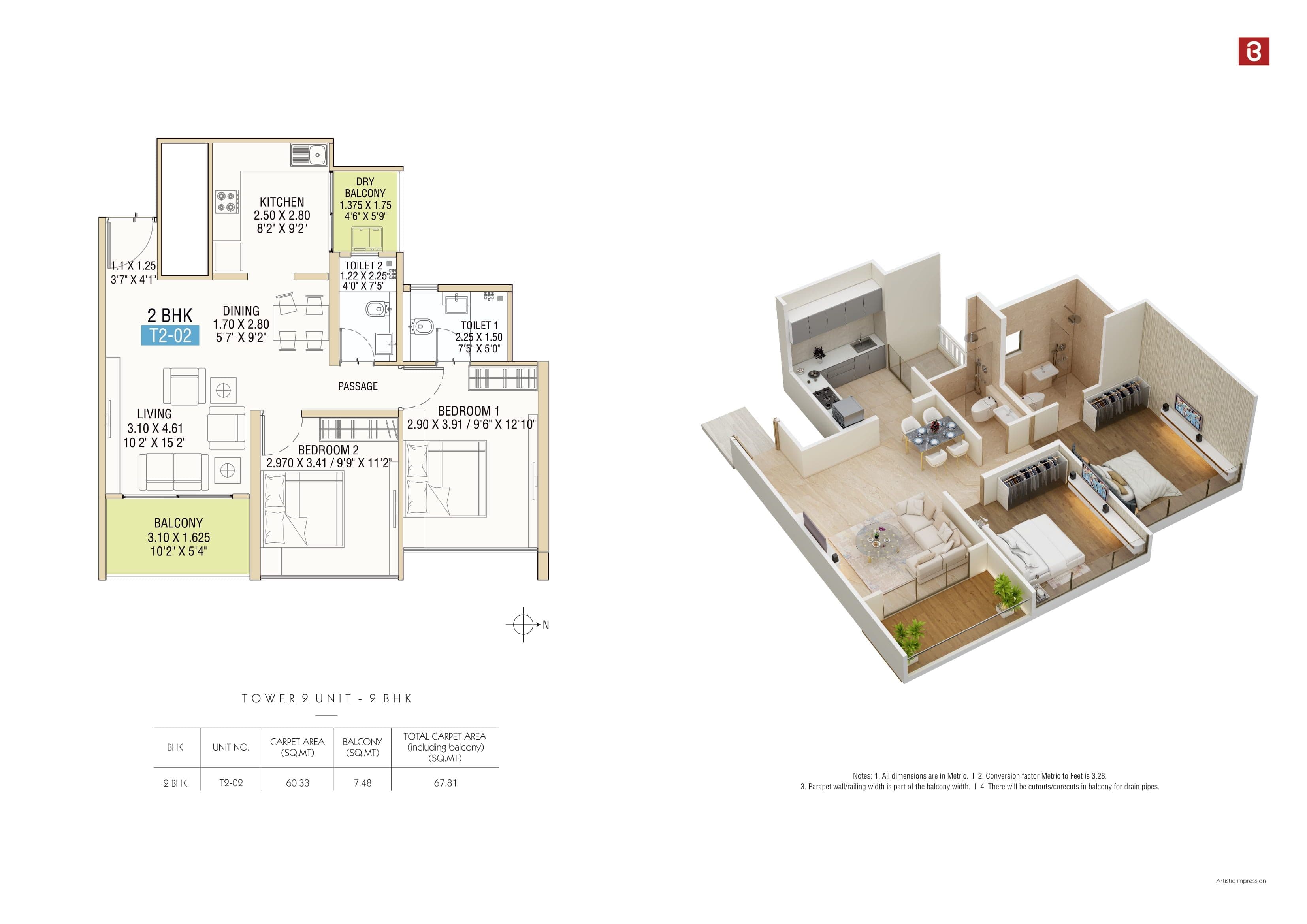 Unit plan - 730 sq.ft.