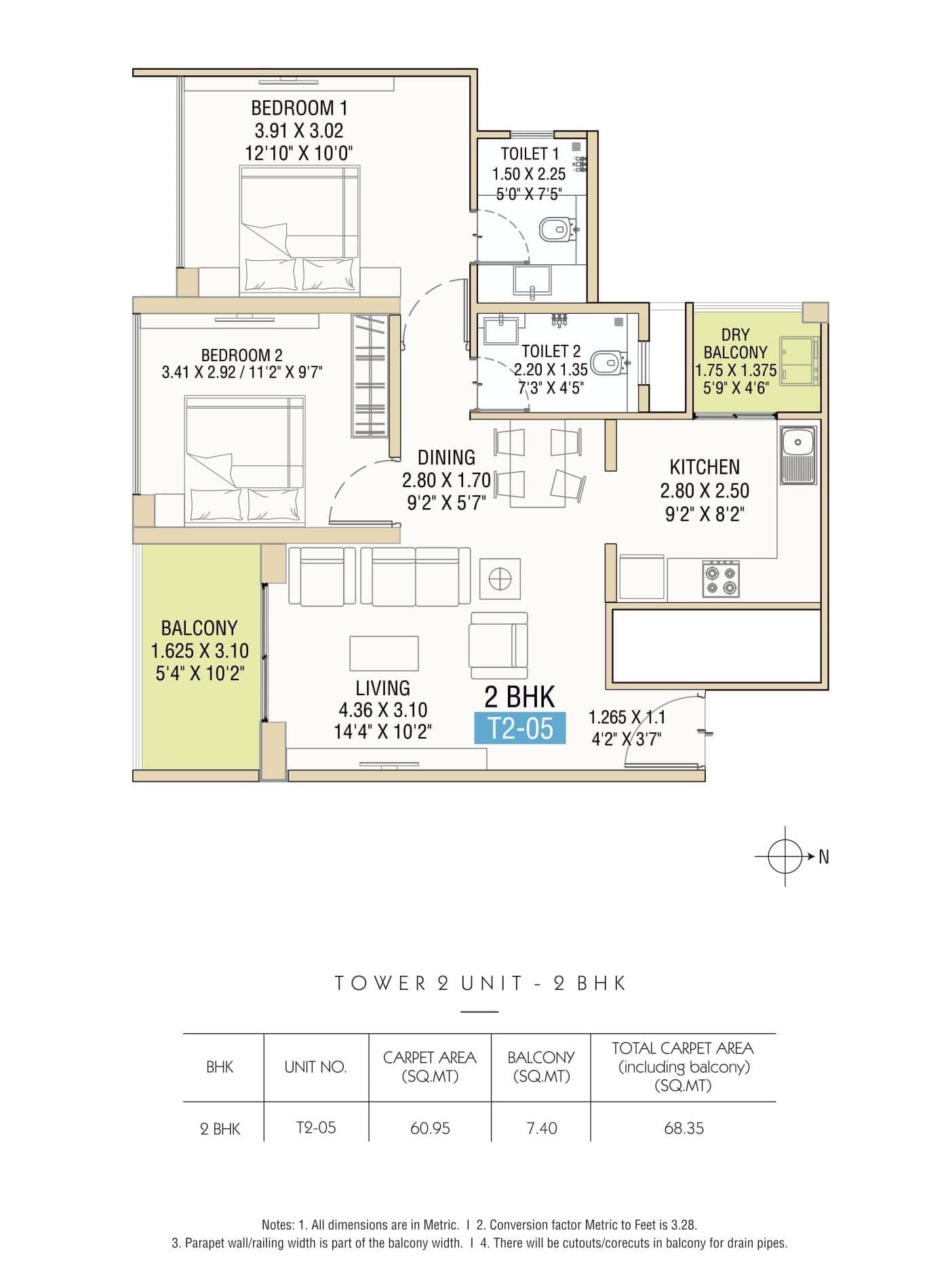 Unit plan - 736 sq.ft.
