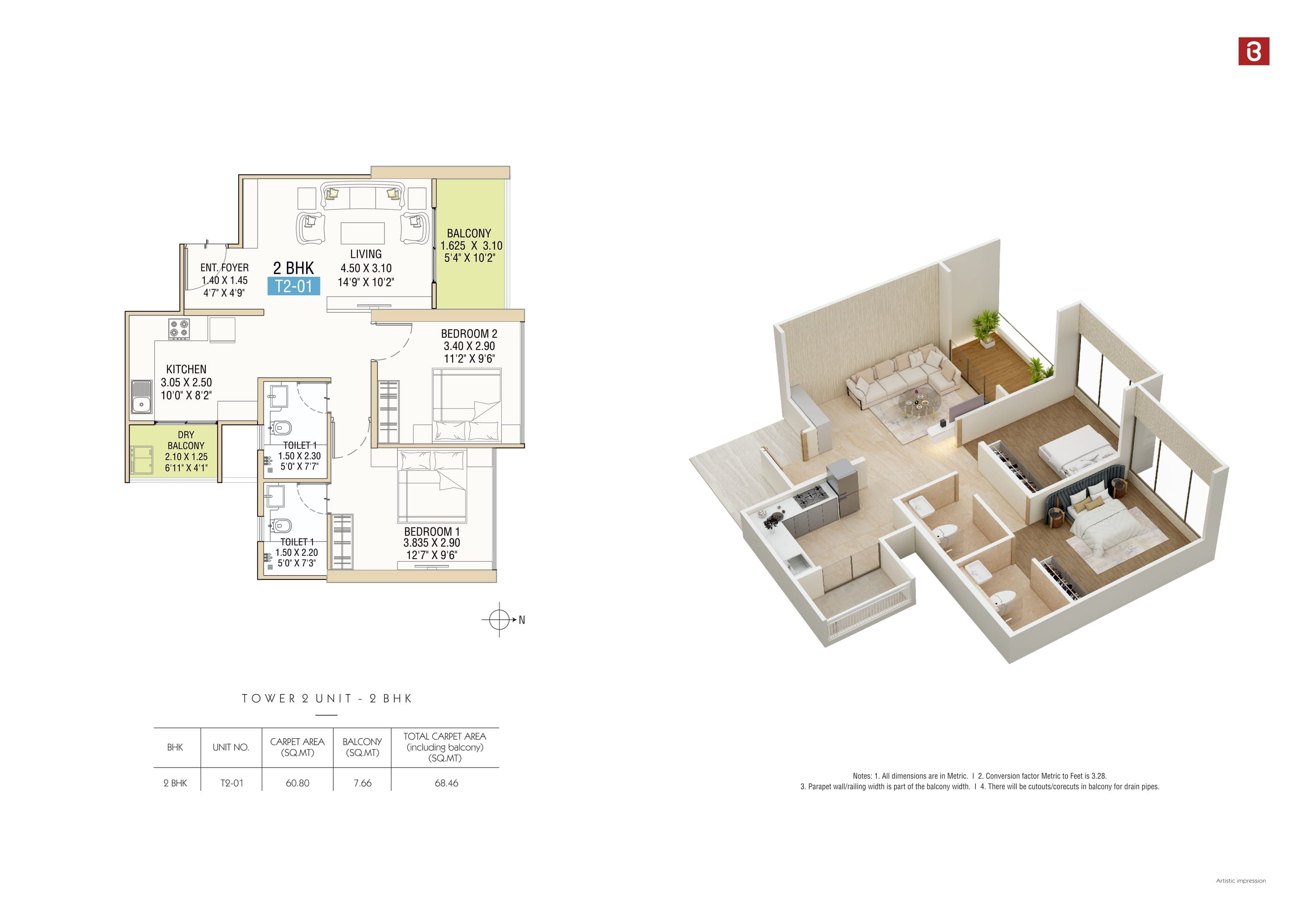 Unit plan - 737 sq.ft.