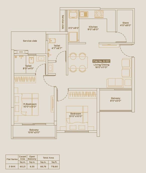Legacy Milestone Unit plan - 719 sq.ft.