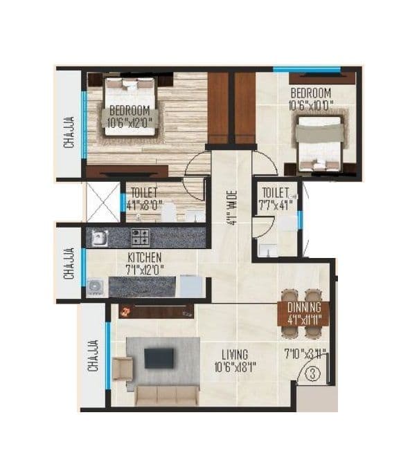 IPSIT Anand Mangal Unit plan - 765 sq.ft.