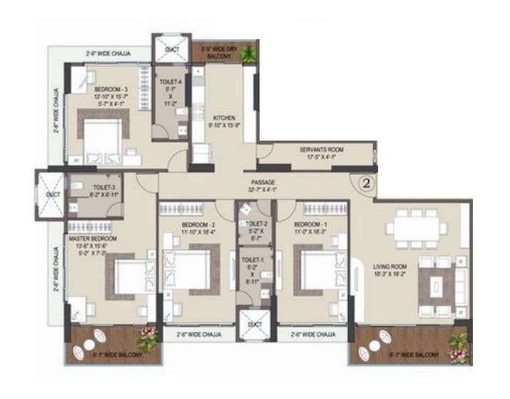 Dreamax Grand Pallazo Unit plan - 2097 sq.ft.