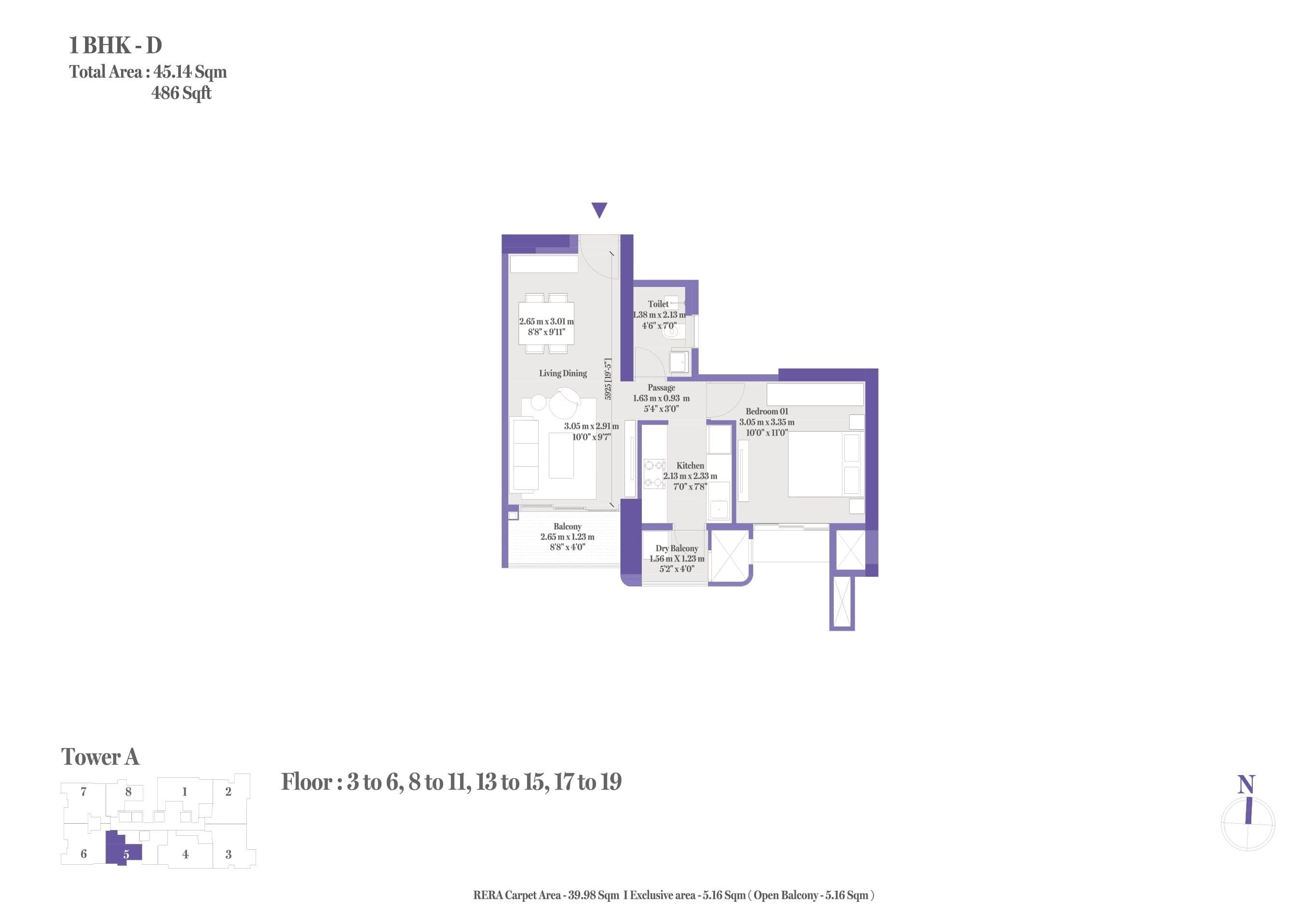 Unit plan - 485 sq.ft.