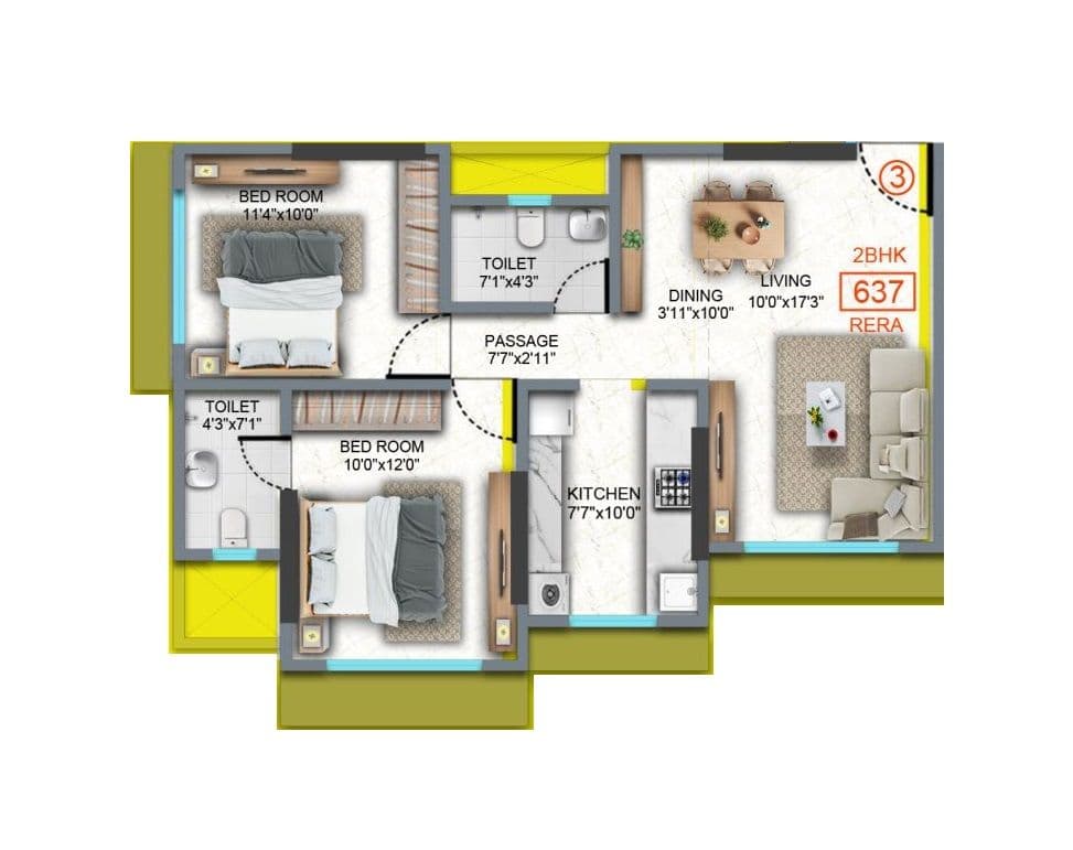 Rishabraj Astral Unit plan - 637 sq.ft.