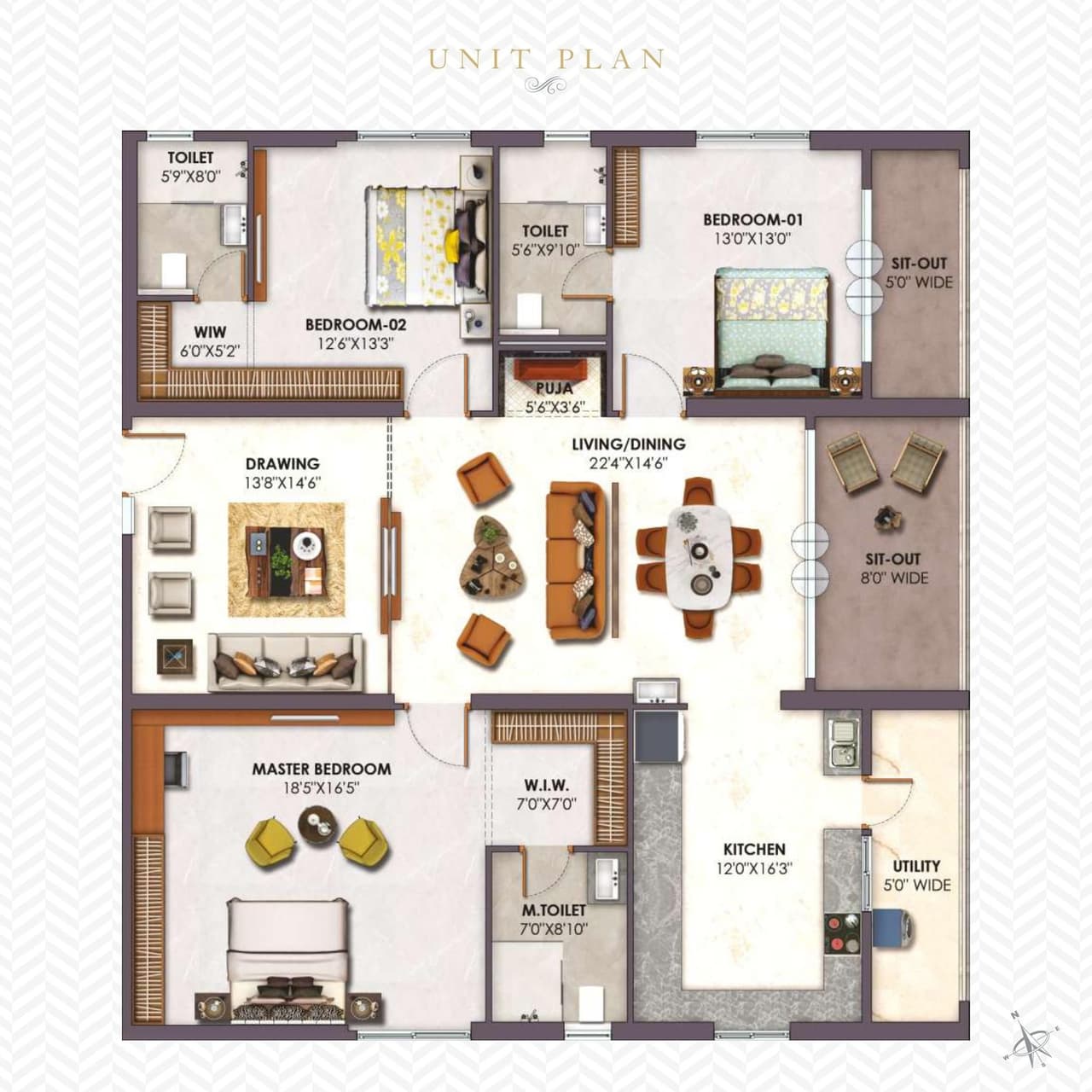 P Mangatram The Trilight Unit plan - 2021 sq.ft.