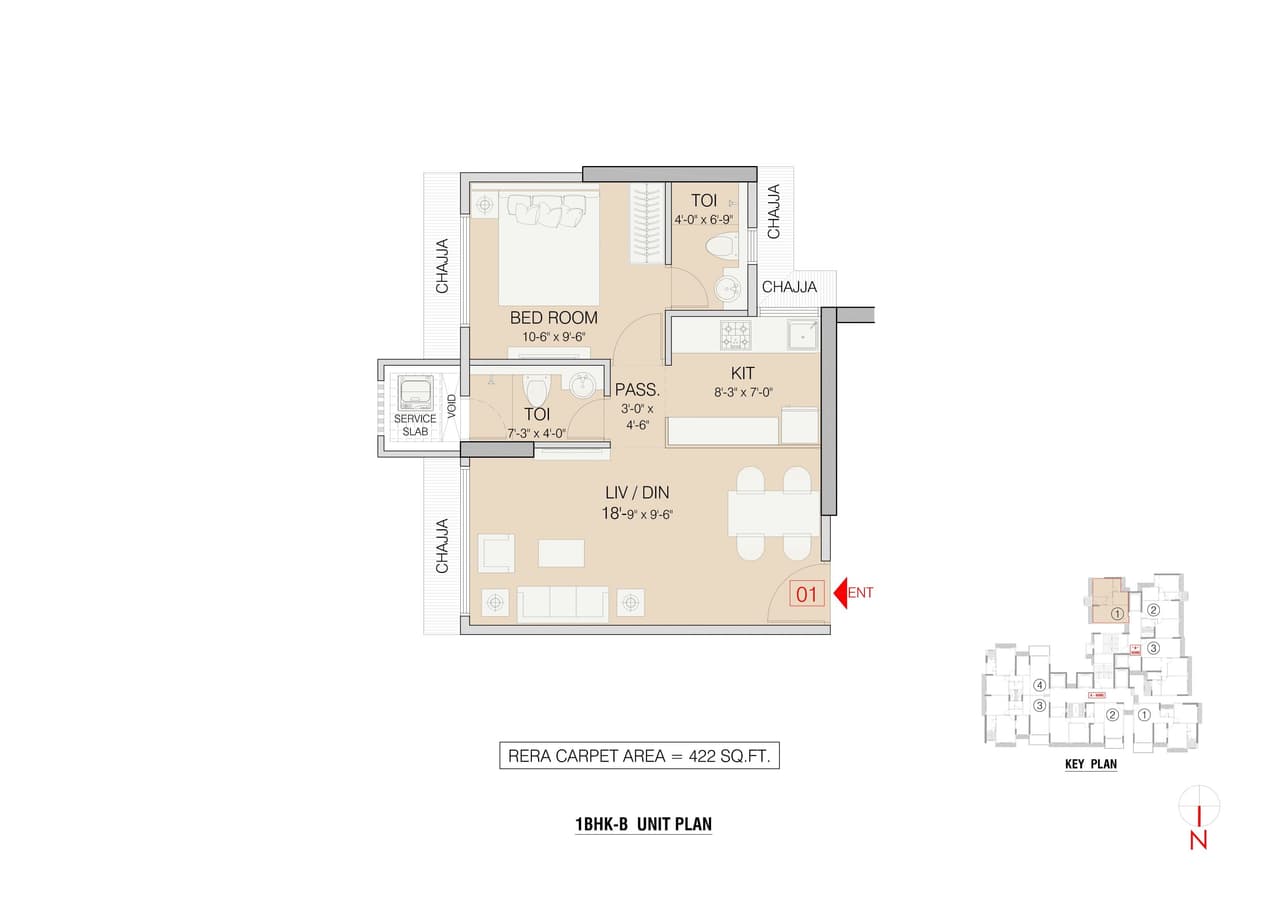 Ruparel Zinnia Unit plan - 422 sq.ft.