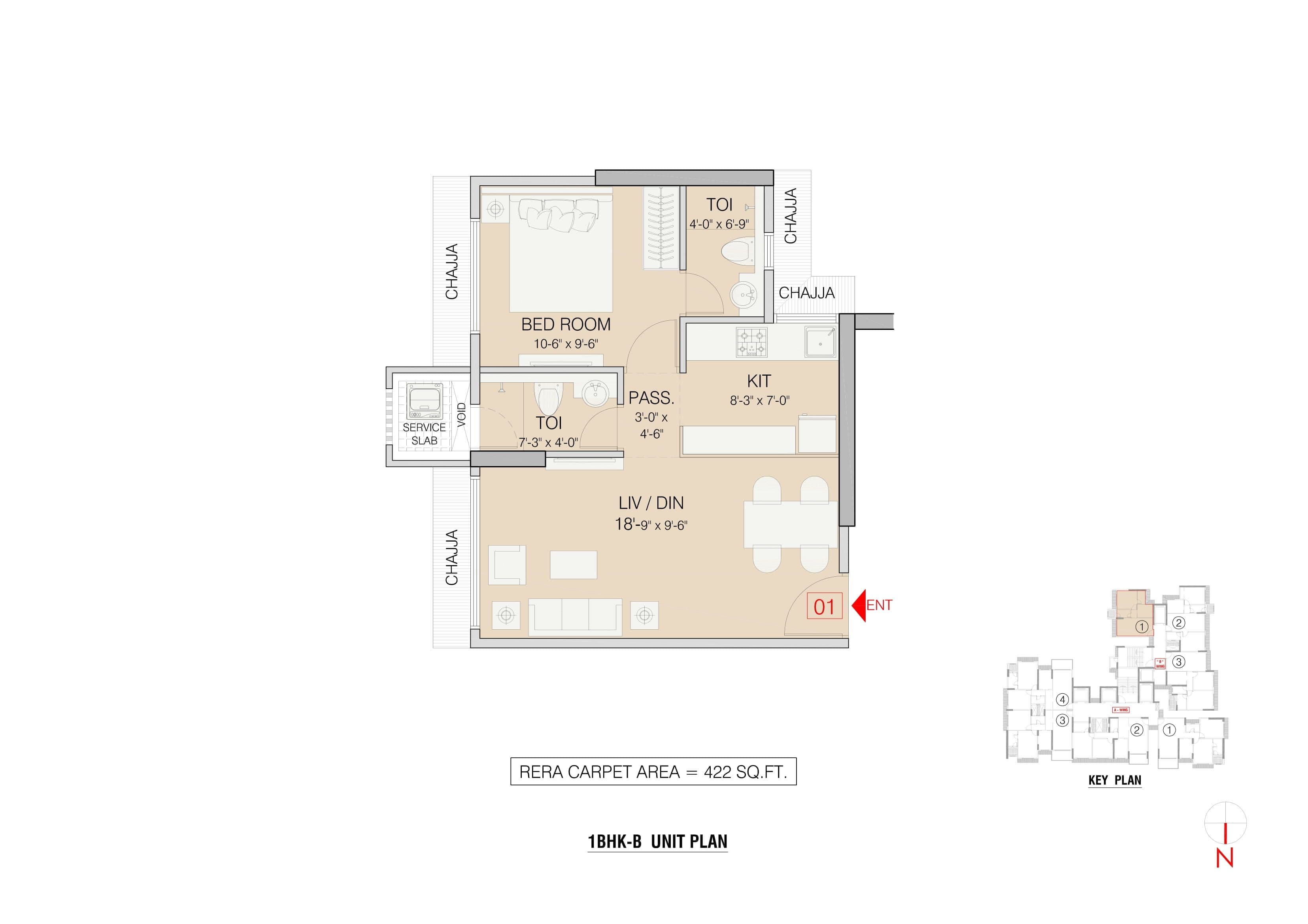 Unit plan - 422 sq.ft.