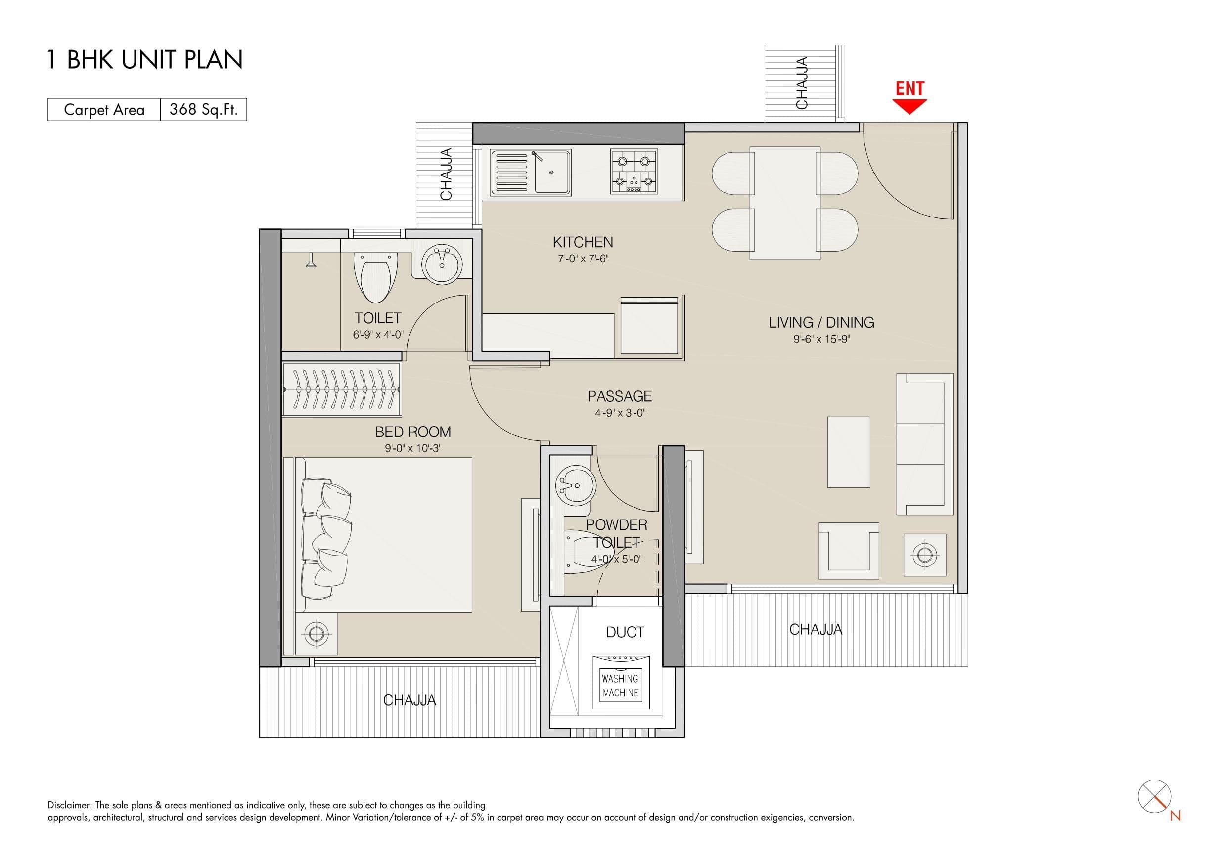 Unit plan - 368 sq.ft.