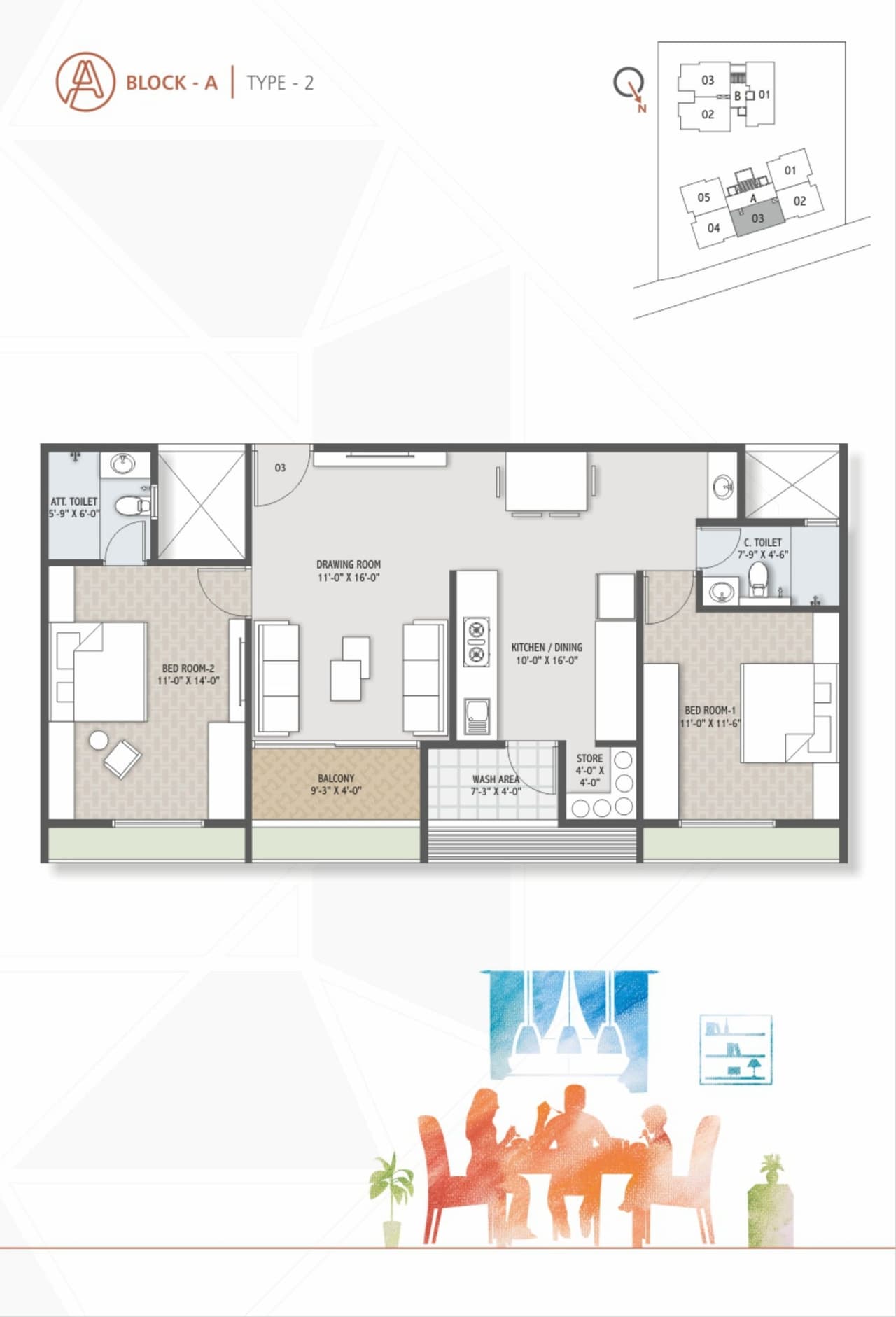 Dev Aurum Unit plan - 965 sq.ft.