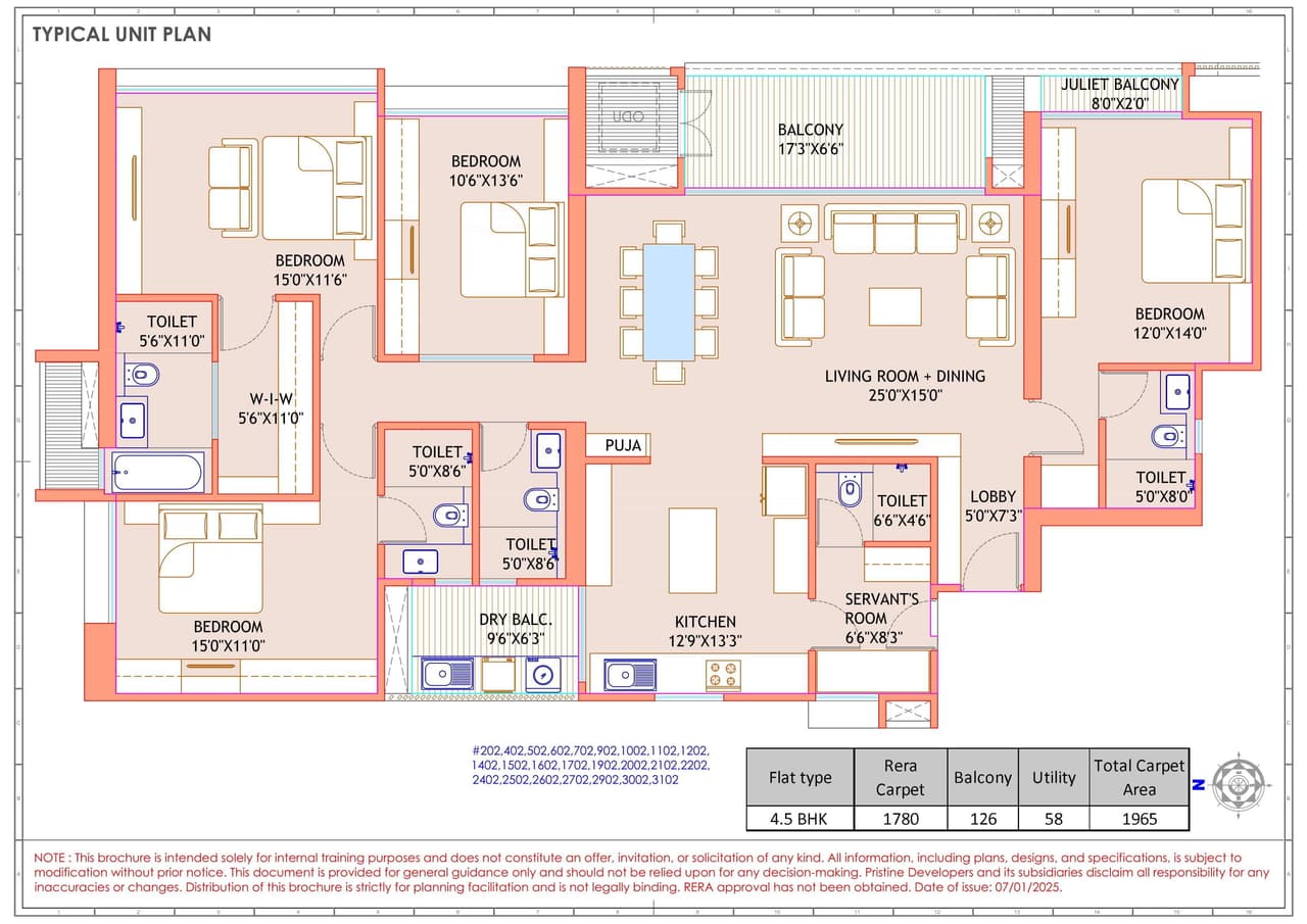 Pristine Lords Unit plan - 1554 sq.ft.