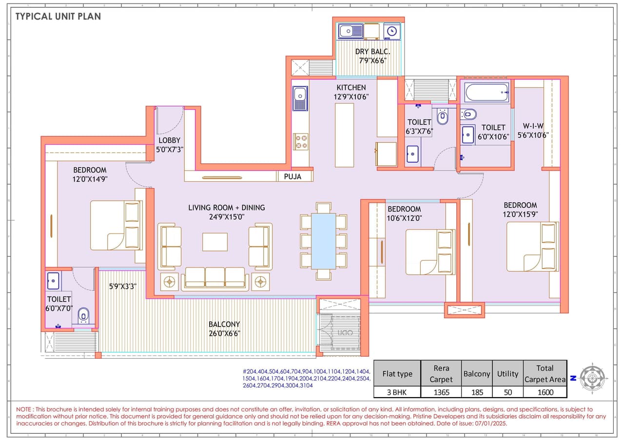 Pristine Lords Unit plan - 1600 sq.ft.