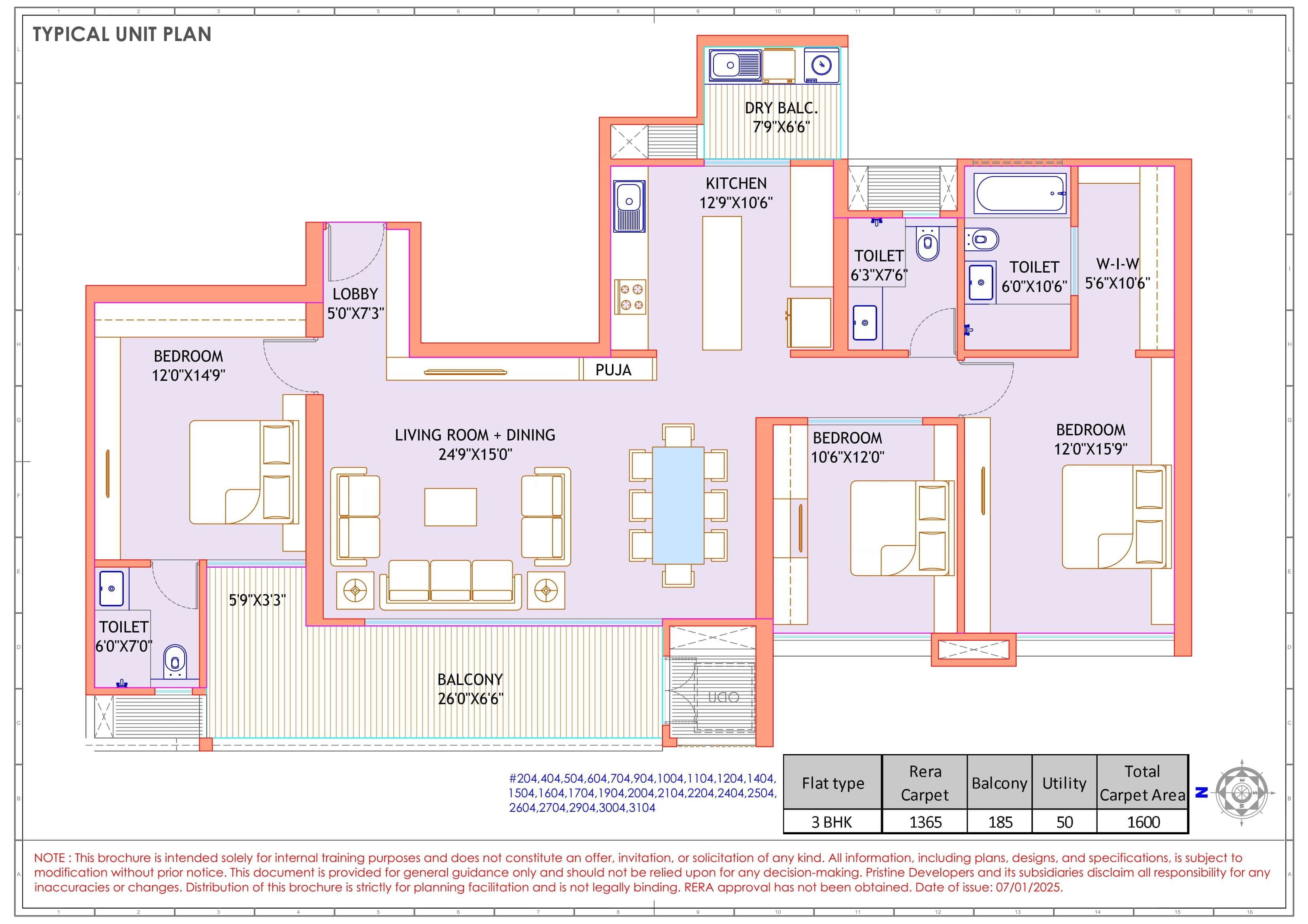 Unit plan - 1600 sq.ft.