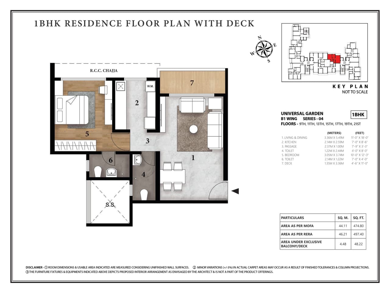 Pagarani Universal Garden Unit plan - 497 sq.ft.