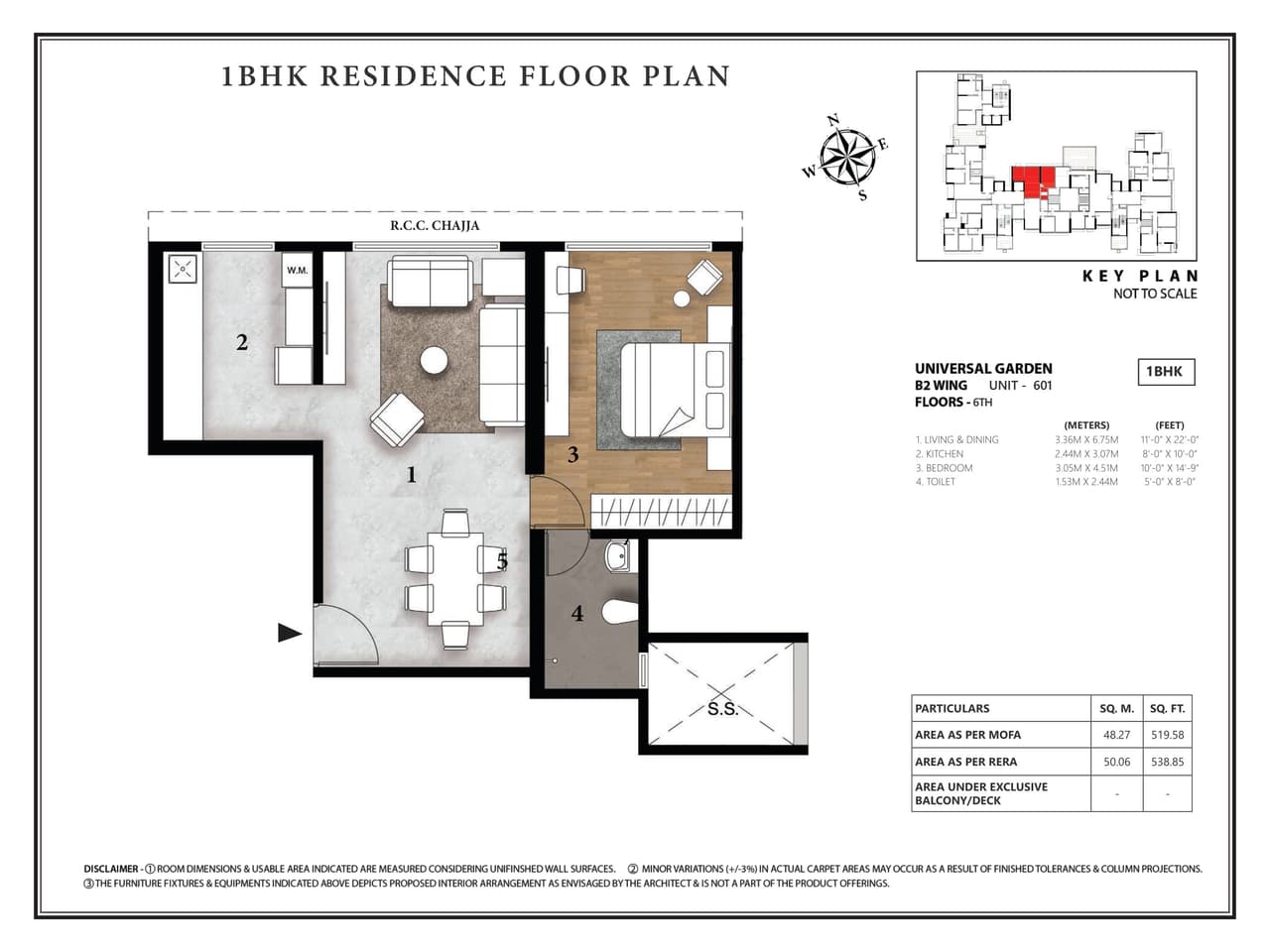Pagarani Universal Garden Unit plan - 538 sq.ft.