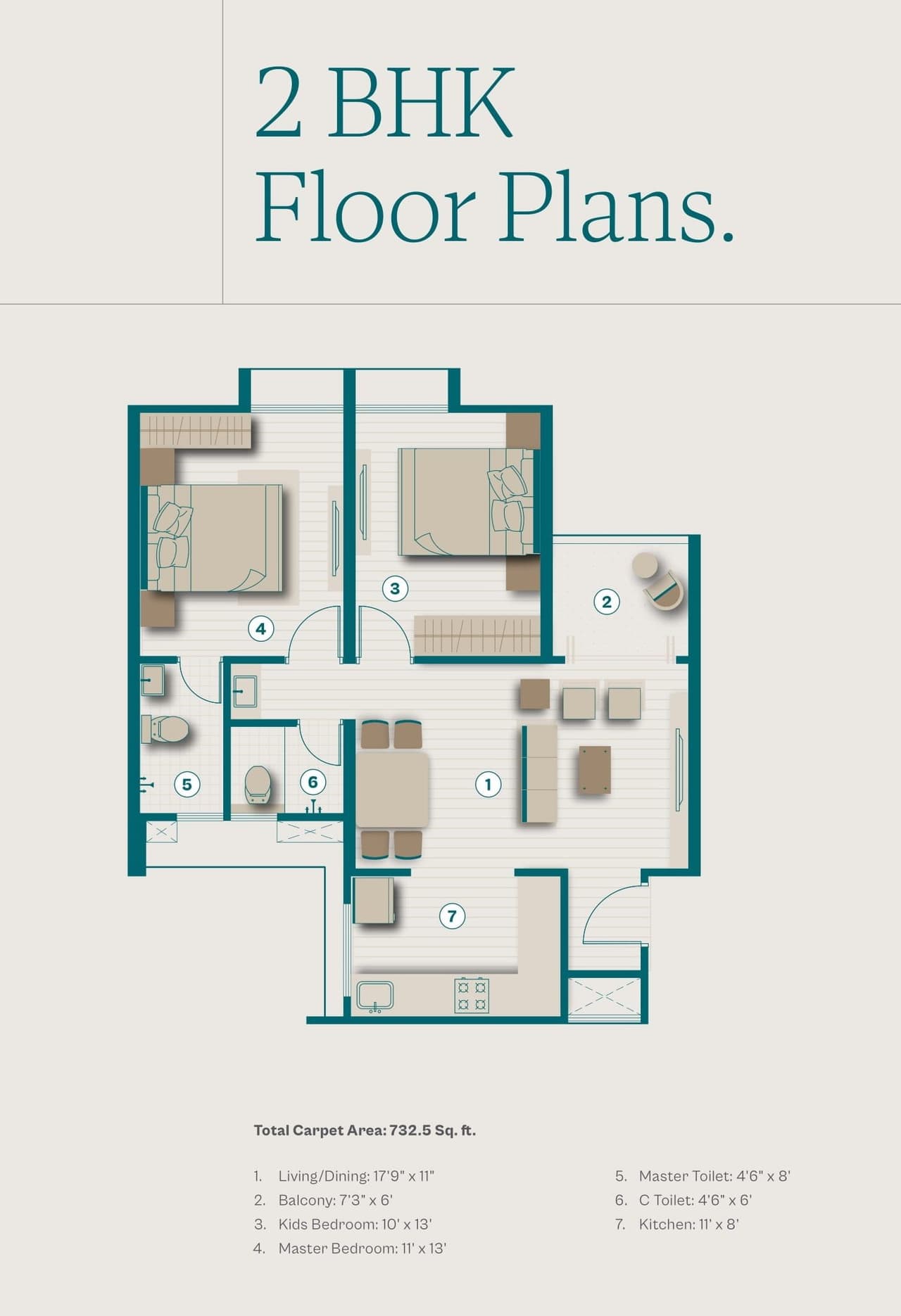 Lohia Jain Malpani 209 Unit plan - 732 sq.ft.