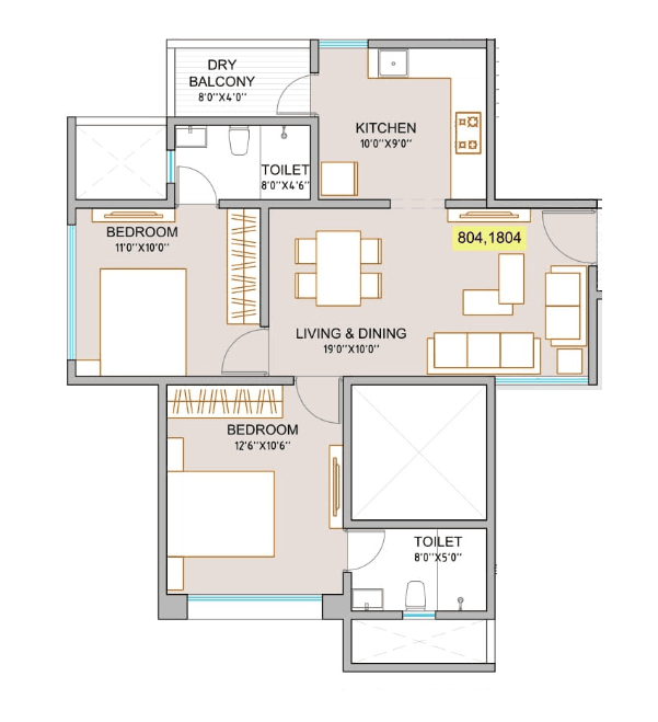 Unit plan - 661 sq.ft.