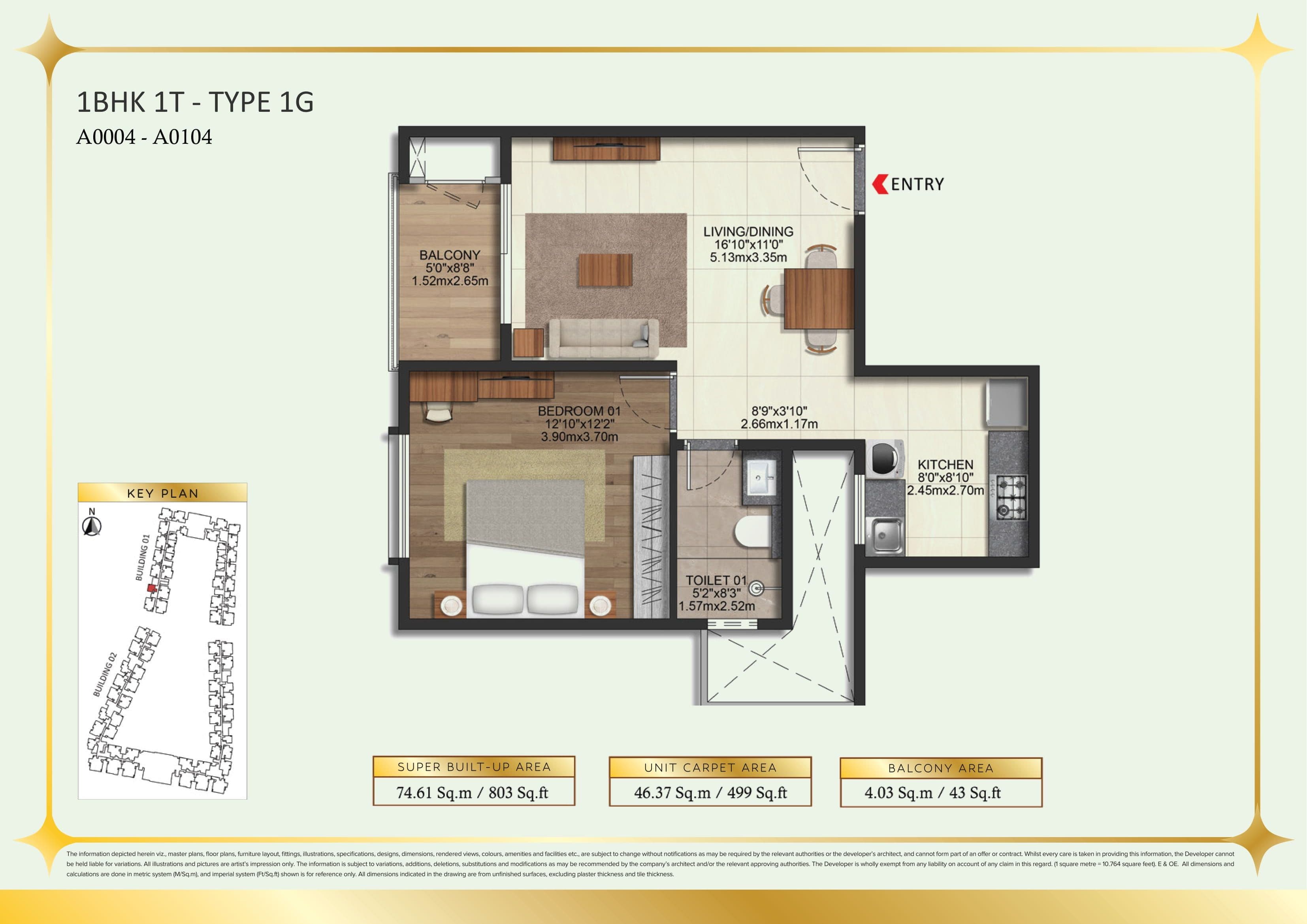 Unit plan - 499 sq.ft.