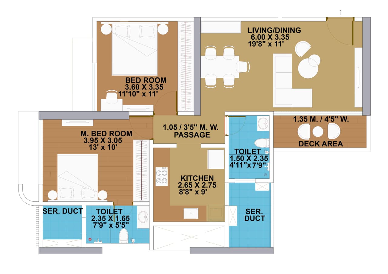 Rutu Samruddhi Unit plan - 757 sq.ft.