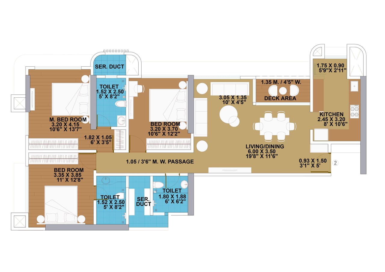 Rutu Samruddhi Unit plan - 1090 sq.ft.