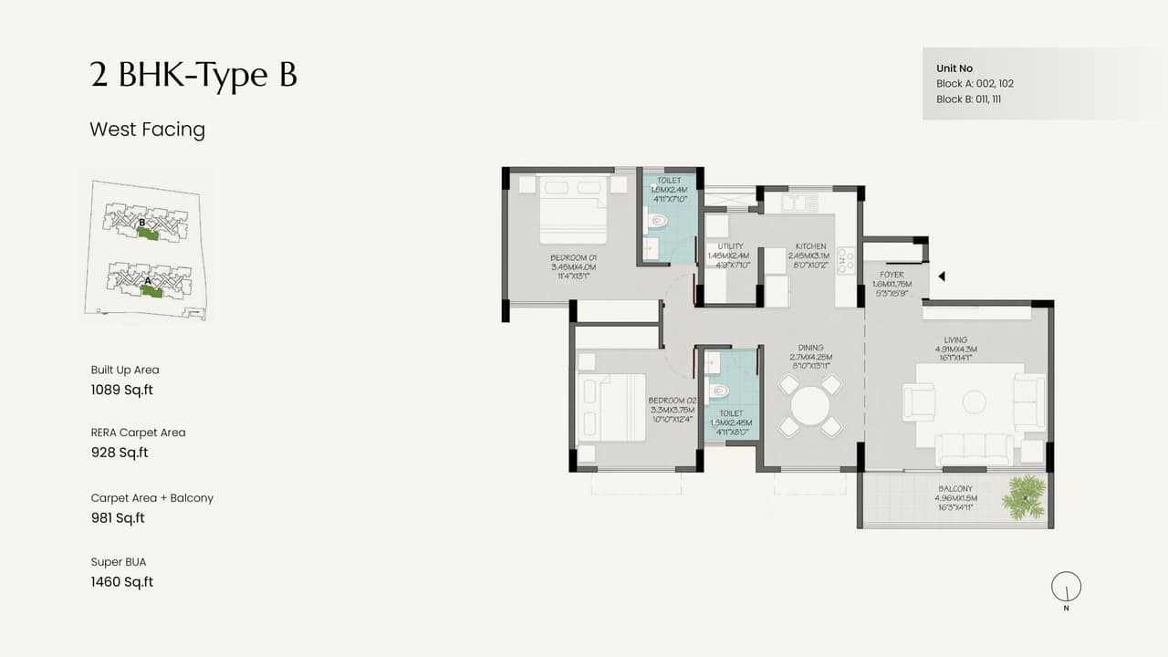 Modern Spaaces Green Storeys Unit plan - 928 sq.ft.