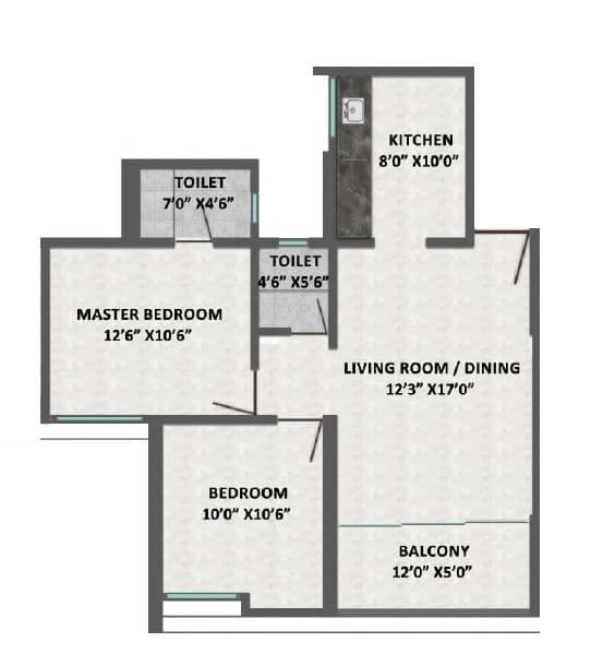 Kumar Primeview Unit plan - 695 sq.ft.