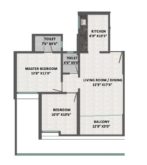 Kumar Primeview Unit plan - 731 sq.ft.