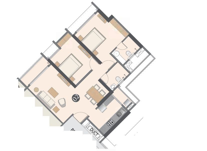 Paranjape Lighthouse in the City Unit plan - 732 sq.ft.