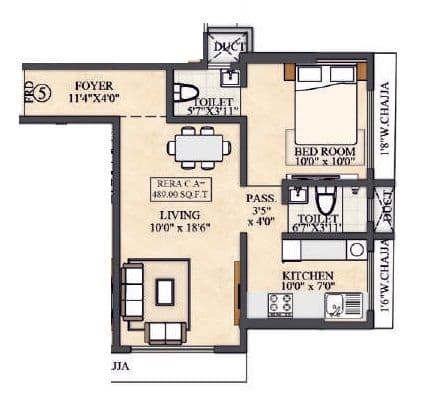 Unit plan - 489 sq.ft.