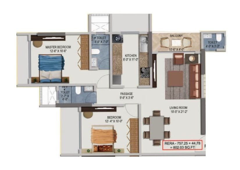 Unit plan - 802 sq.ft.