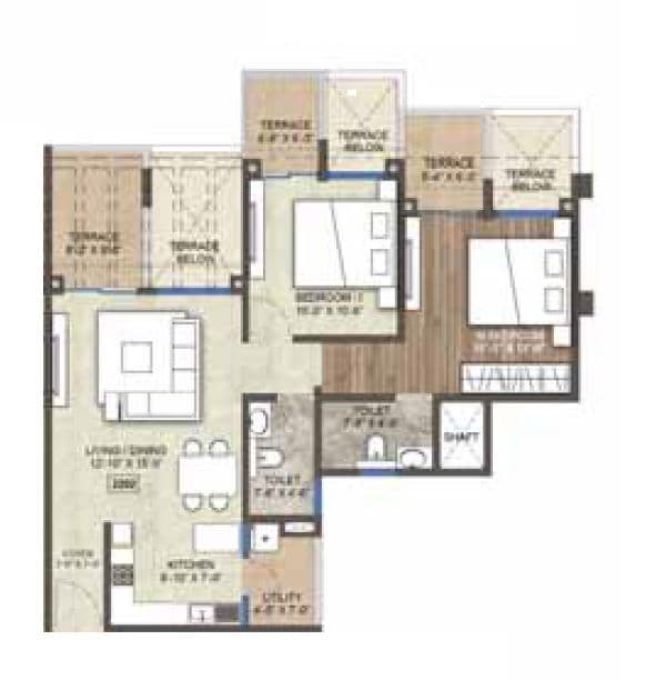 Purva Silversand Unit plan - 670 sq.ft.