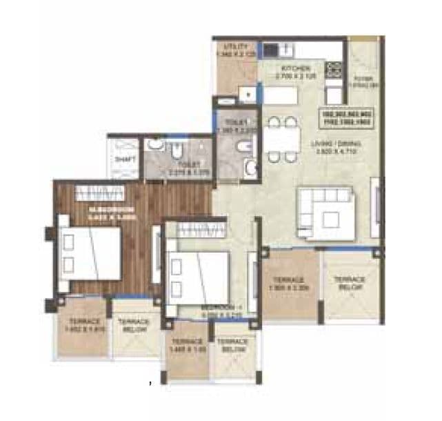 Purva Silversand Unit plan - 800 sq.ft.