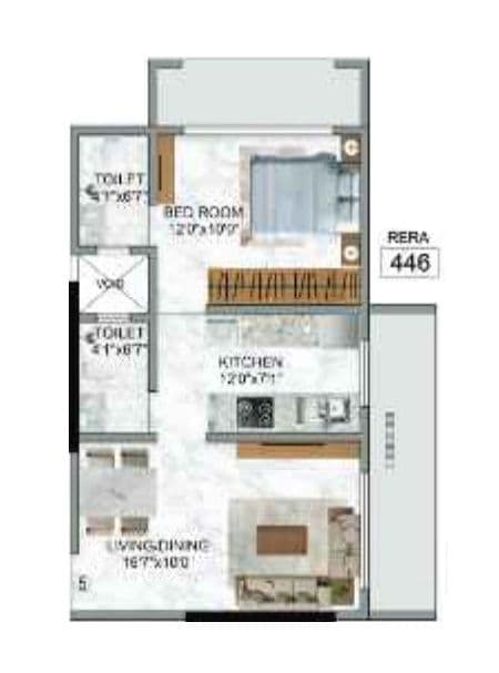 Namo Elysian Unit plan - 446 sq.ft.